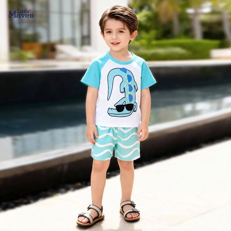 ست-تیشرت-و-شلوارک-پسرانه-برند-Little-Maven-طرح-تمساح-عینکی-مناسب-۲-تا-۷-سال-2.webp