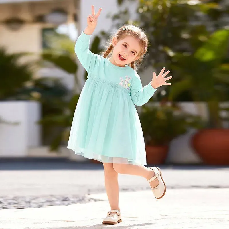 پیراهن-دخترانه-بچگانه-طرح-خرگوش-سبز-آبی-مناسب-کودکان-2-تا-7-سال-3.webp